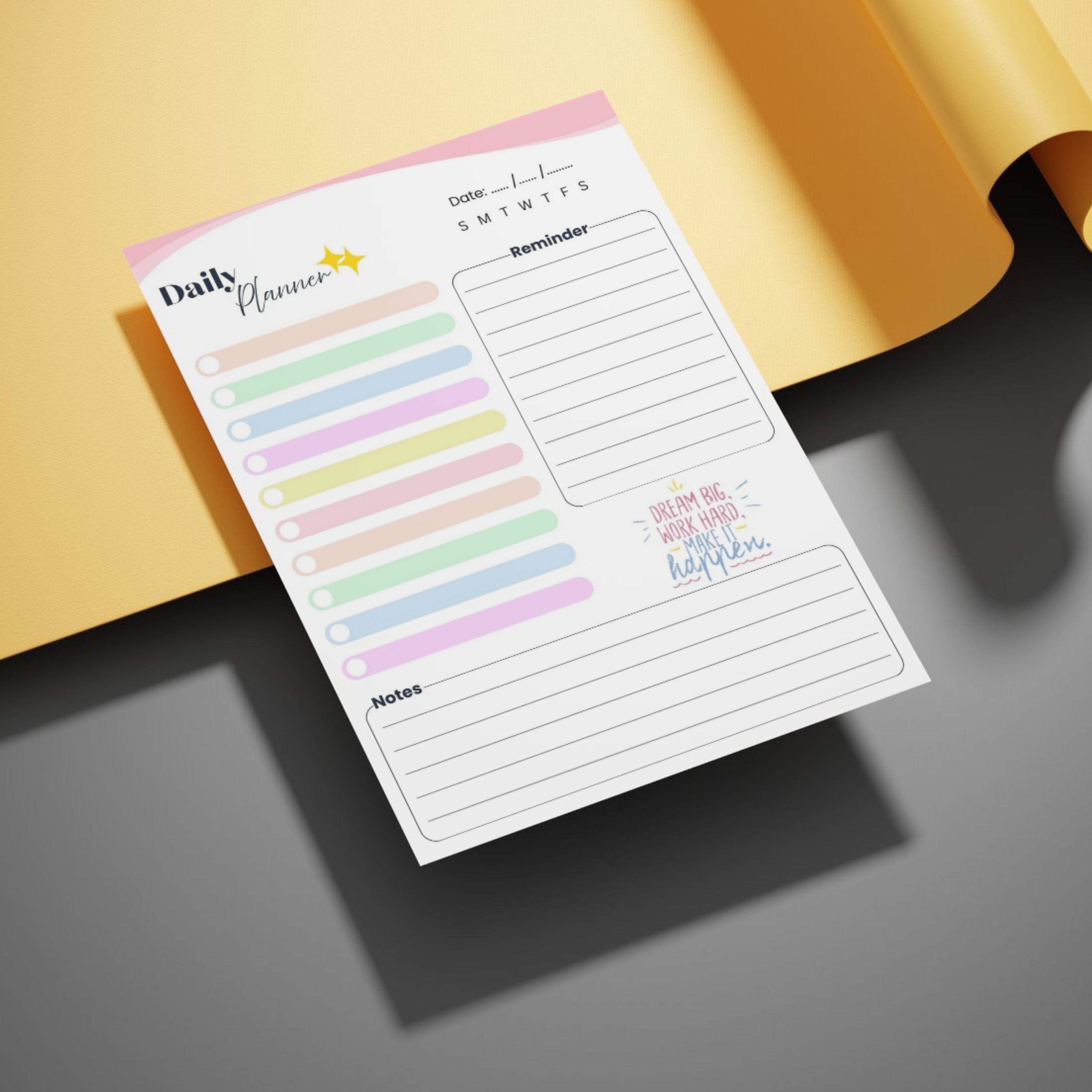 مخطط يومي A5 بتصميم لطيف وألوان باستيل