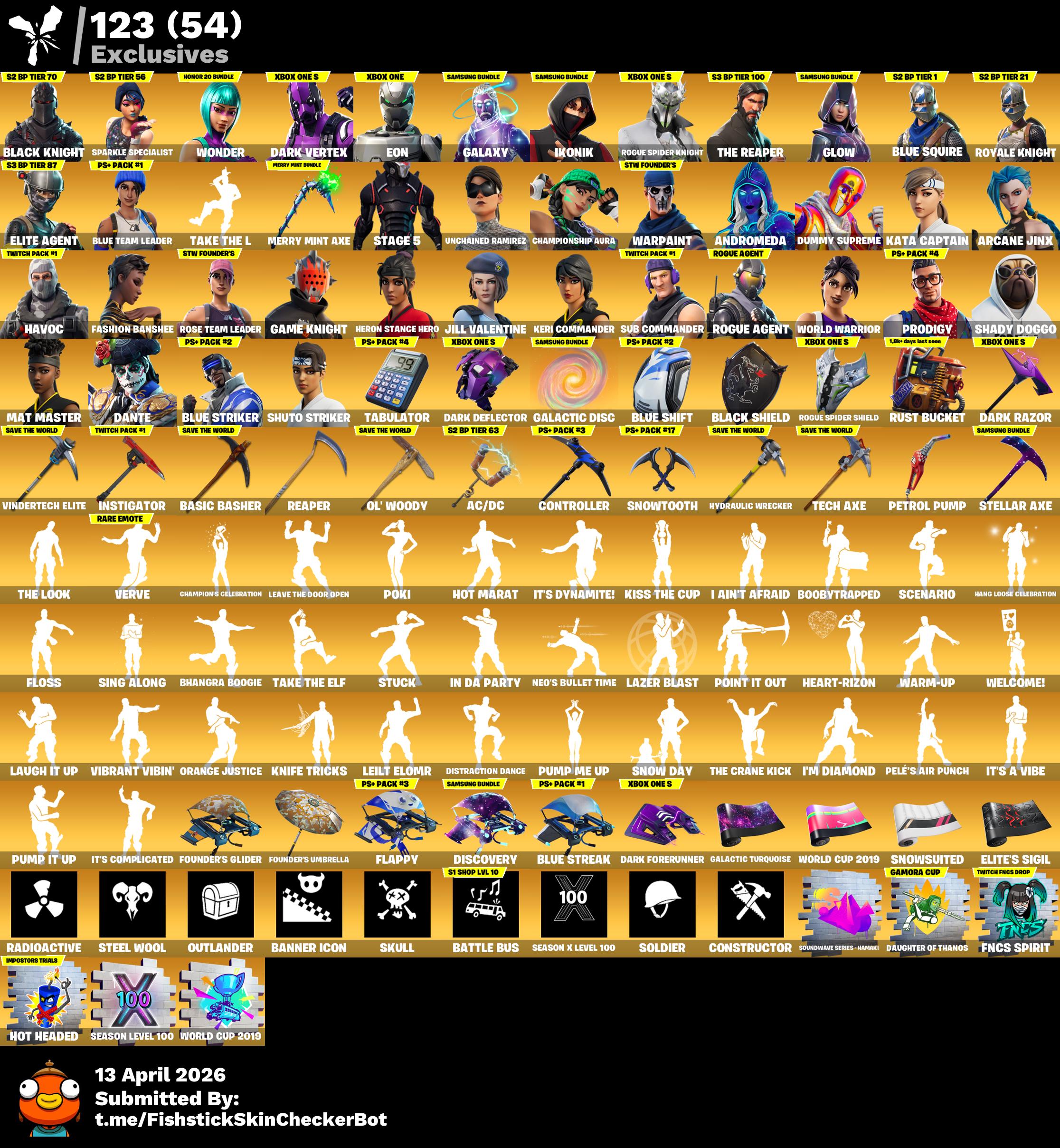 صورة المنتج حساب فورت نايت 560 سكن شيطون 👹 + ايكونك 🌟 + الحلكسي القديم 🌑 + سكن دارك 🌙 + 