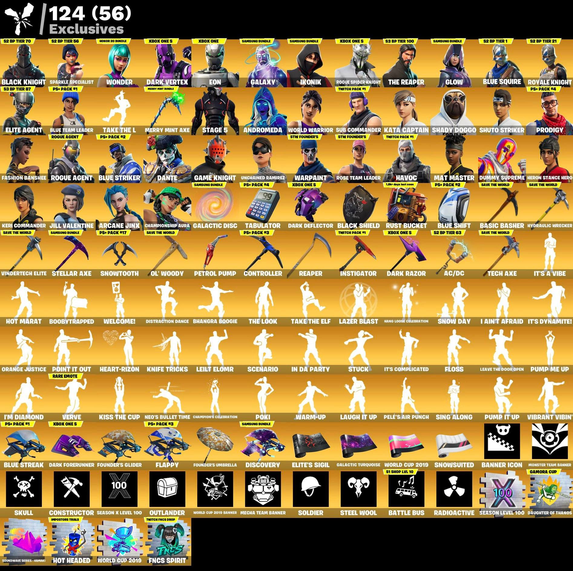 حساب فورت نايت 560 سكن شيطون 👹 + ايكونك 🌟 + الحلكسي القديم 🌑 + سكن دارك 🌙 + 