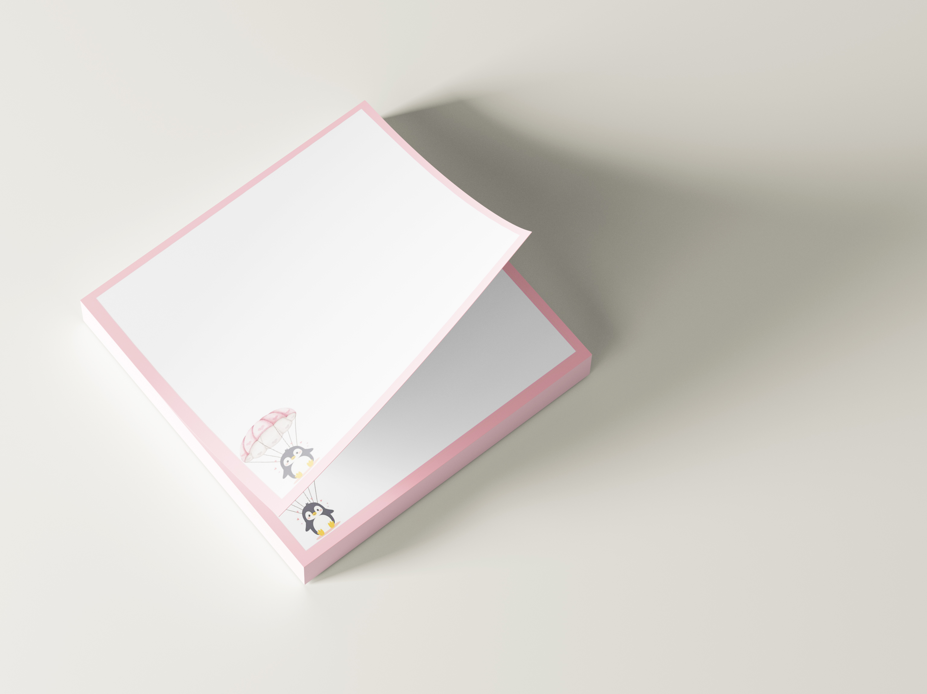 ورق ملاحظات لطيف بتصميم بطريق ومظلة