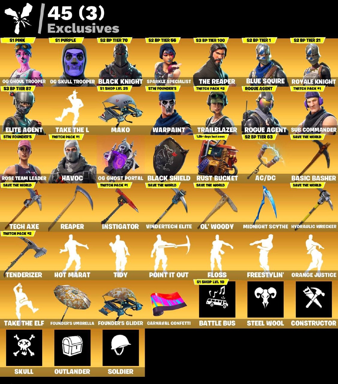 حساب فورت نايت 176سكن شيطون+ بنت الزومبي الوردية + سكلتون بنفسجي + سيزن٣