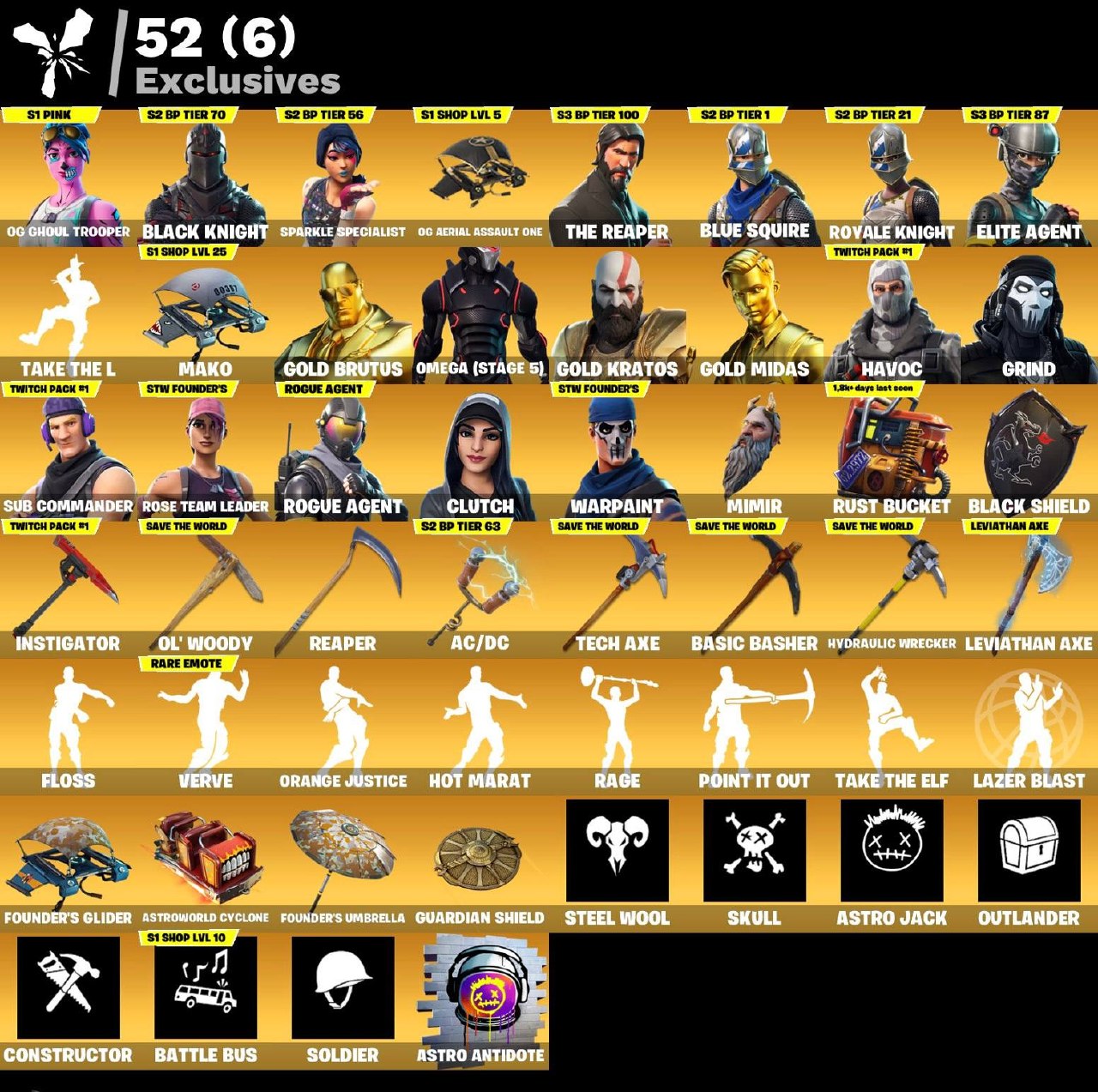 حساب فورت نايت 205 سكن بنت الزومبي الوردية + شيطون + اكس كريتوس + سيزن٣ كامل + م