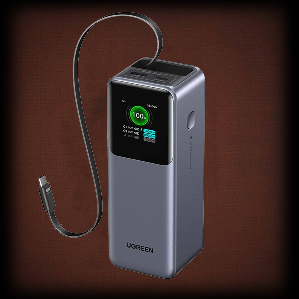 يوجرين بنك الطاقة نيكسود20000mAh 160W مع كابل قابل للسحب 65cm، شاحن محمول سريع ا