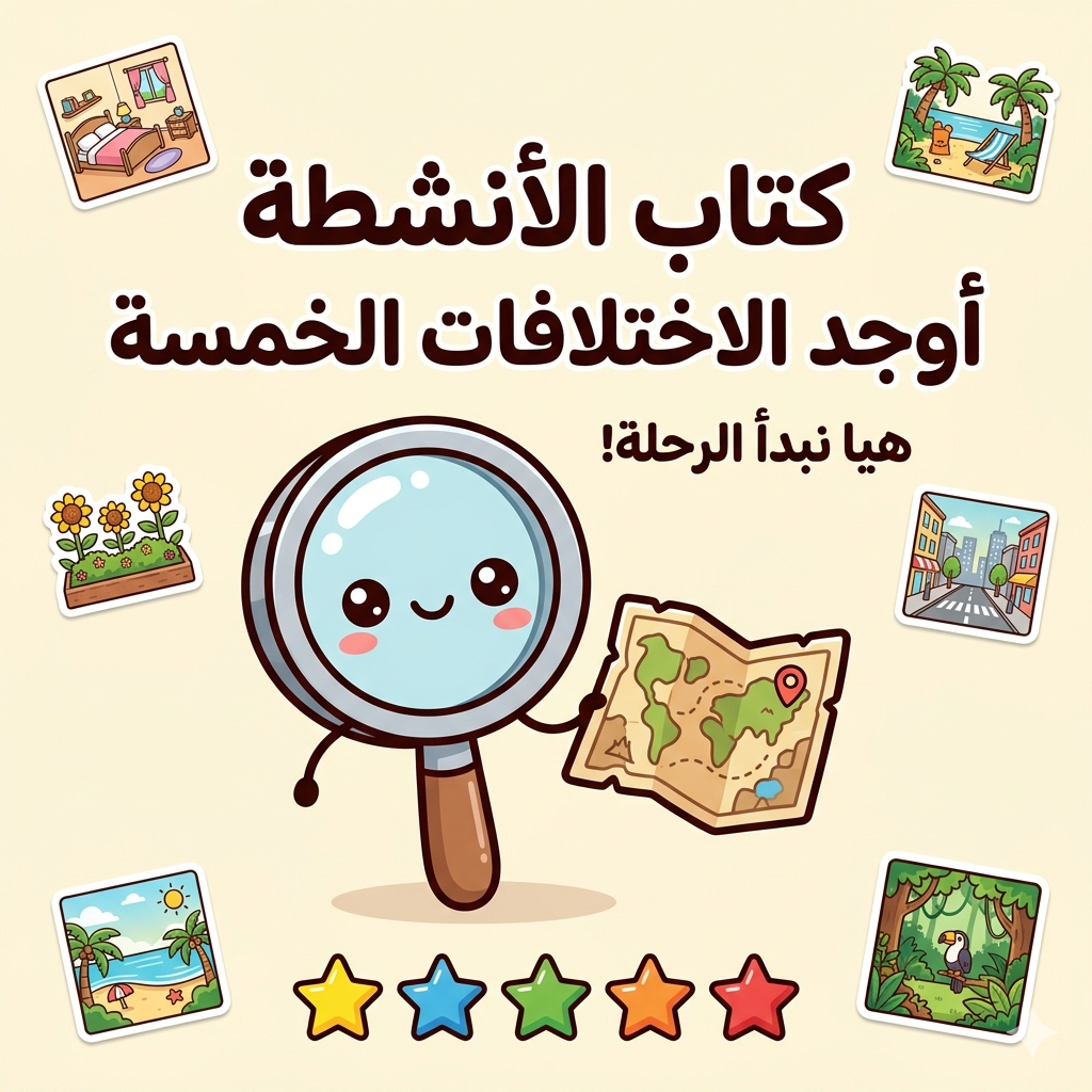 كتاب الأنشطة: أوجد الاختلافات الخمسة 🔍