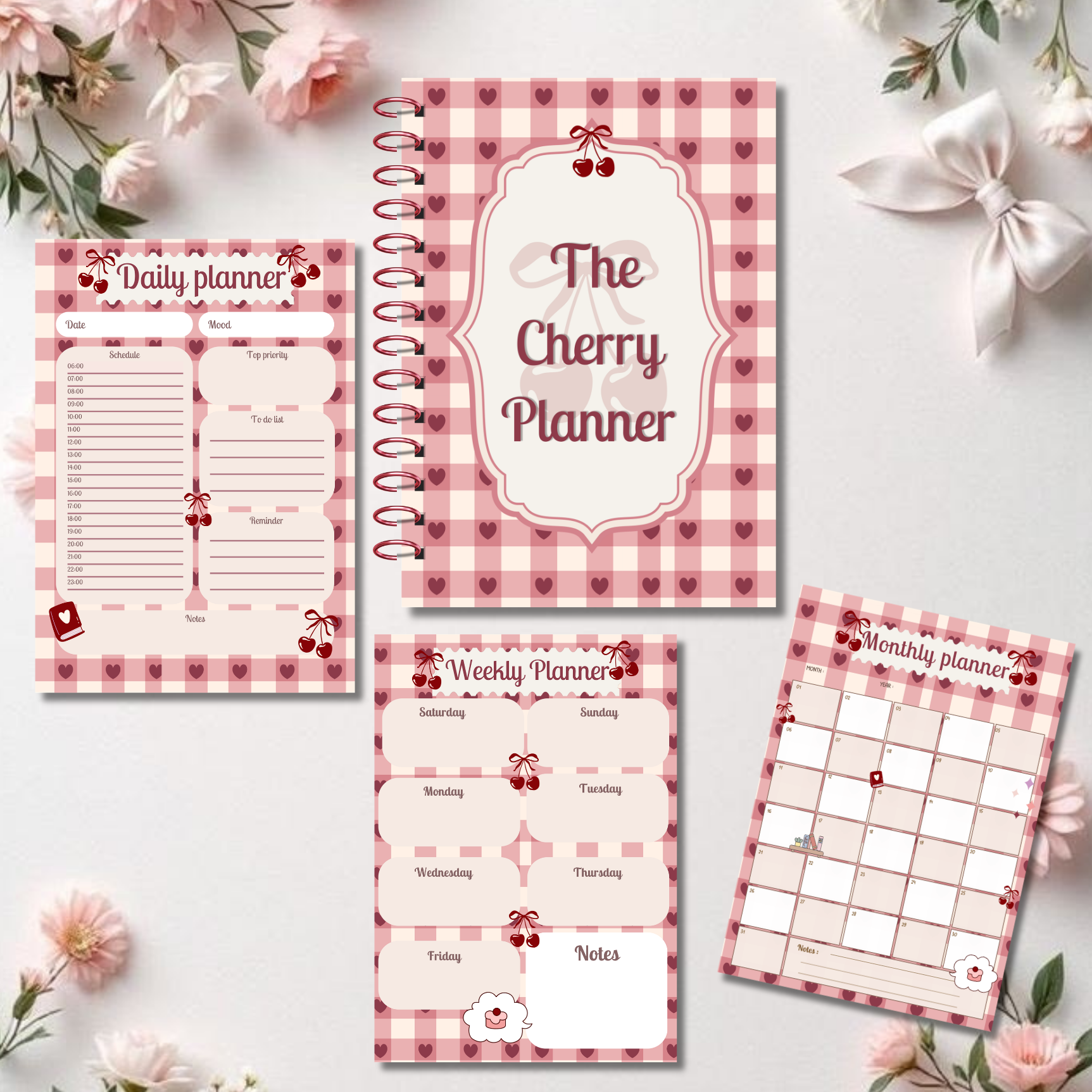 منظم التخطيط اليومي والشهري المتكامل (جاهز للطباعة والديجيتال) 🍒🍒