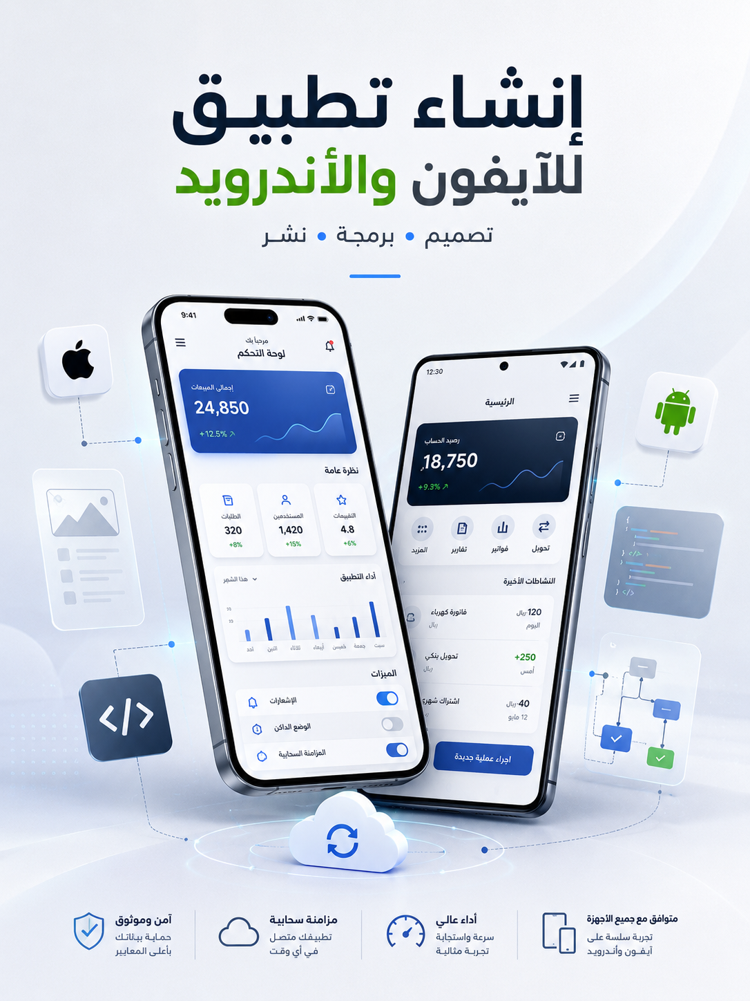 إنشاء تطبيقات الجوال للآيفون والأندرويد