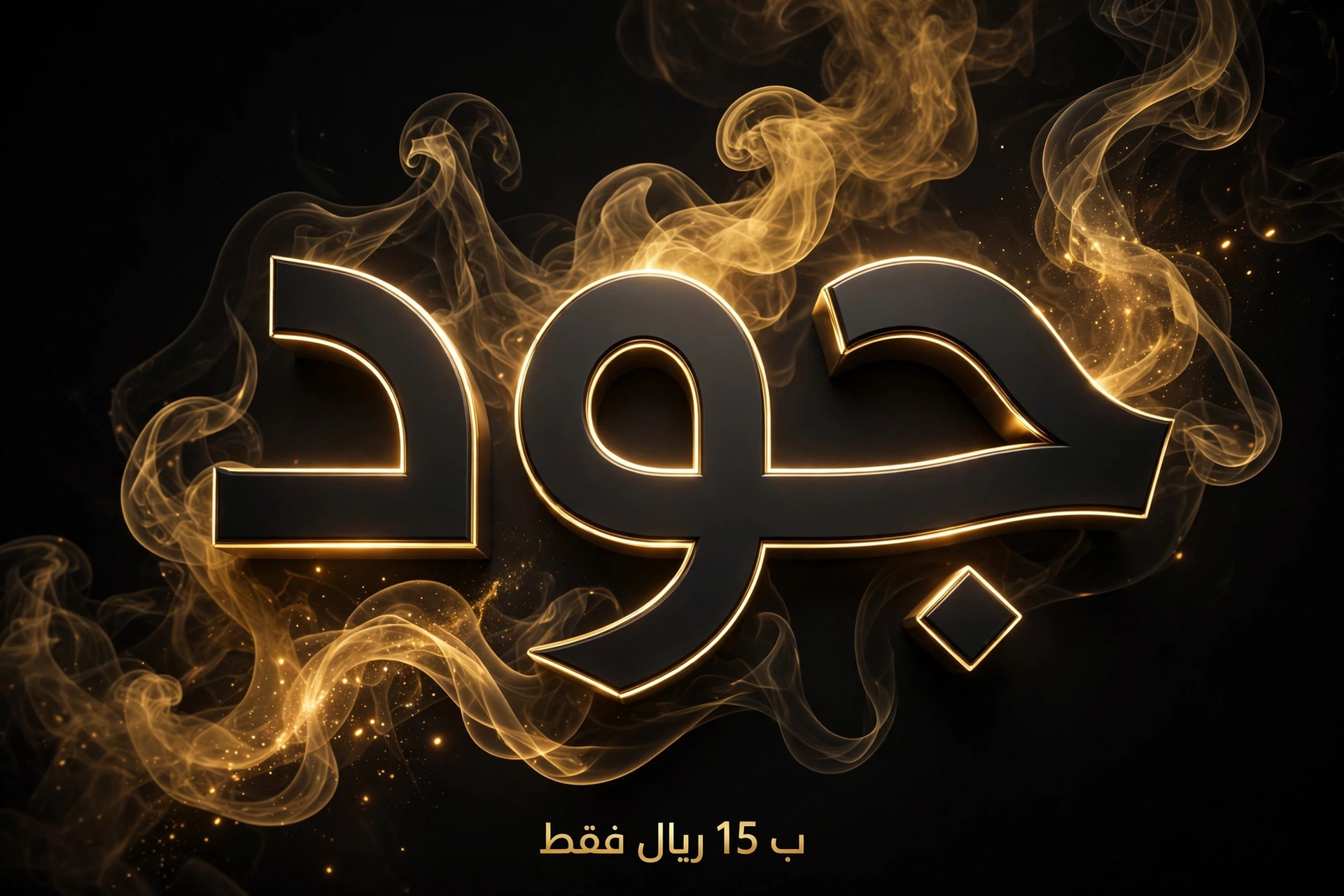 اسم جود - تصميم أسود مات فخم مع دخان ذهبي - ستايل شبابي