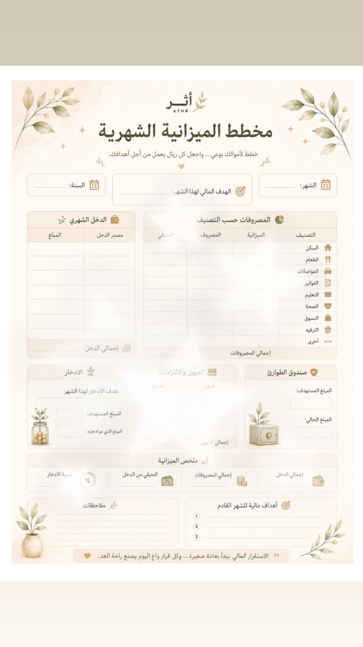 مخطط الميزانية | أثّر🌿