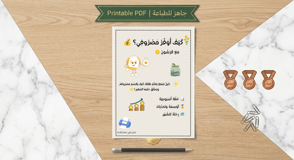 🪙 كيف أوفّر مصروفي؟ - مع قرشون دليل تفاعلي ممتع يعلّم طفلك خطوات الادخار بأسلوب