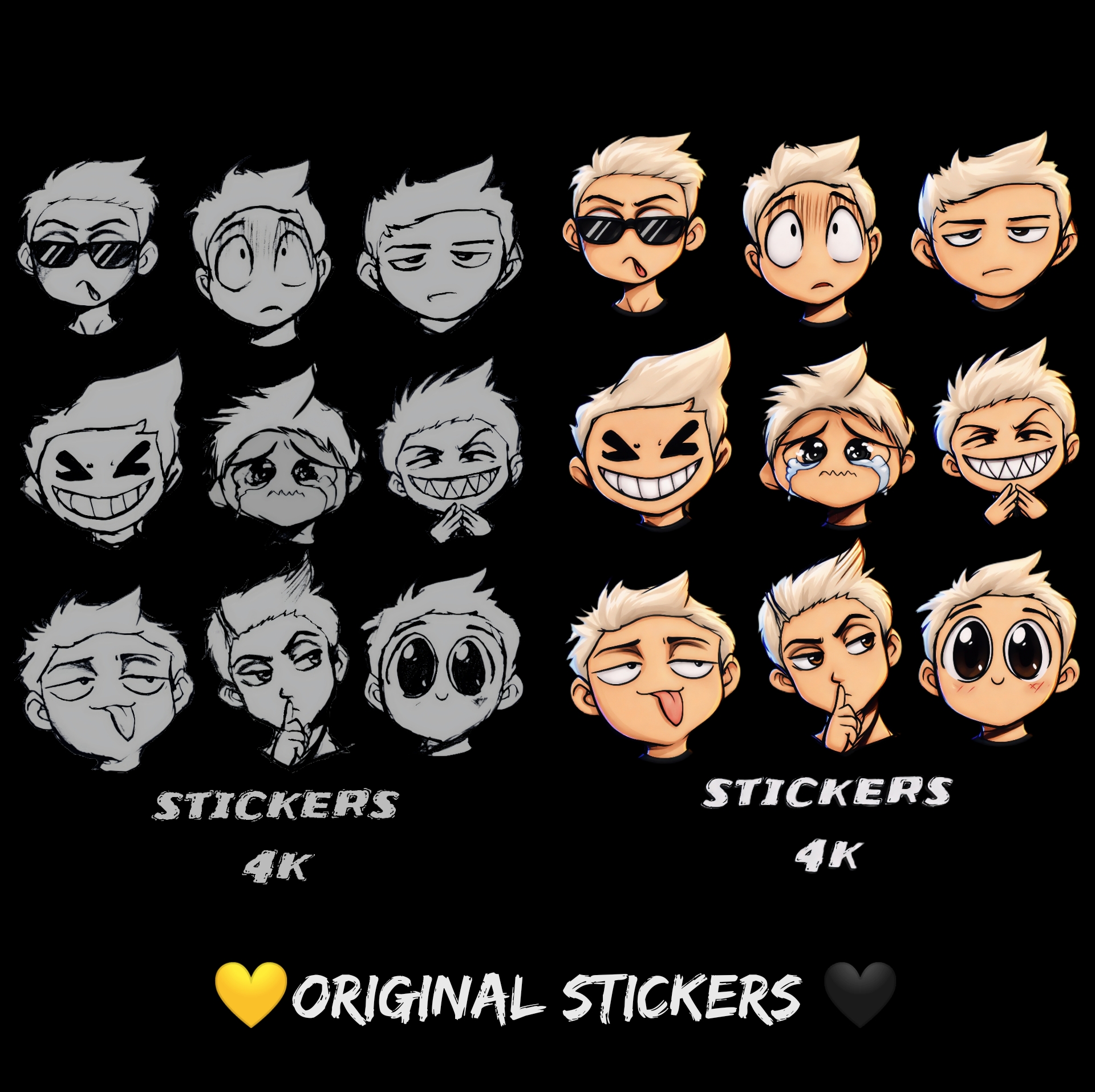 Original Anime & Chibi Sticker Pack –18 Printable Stickers