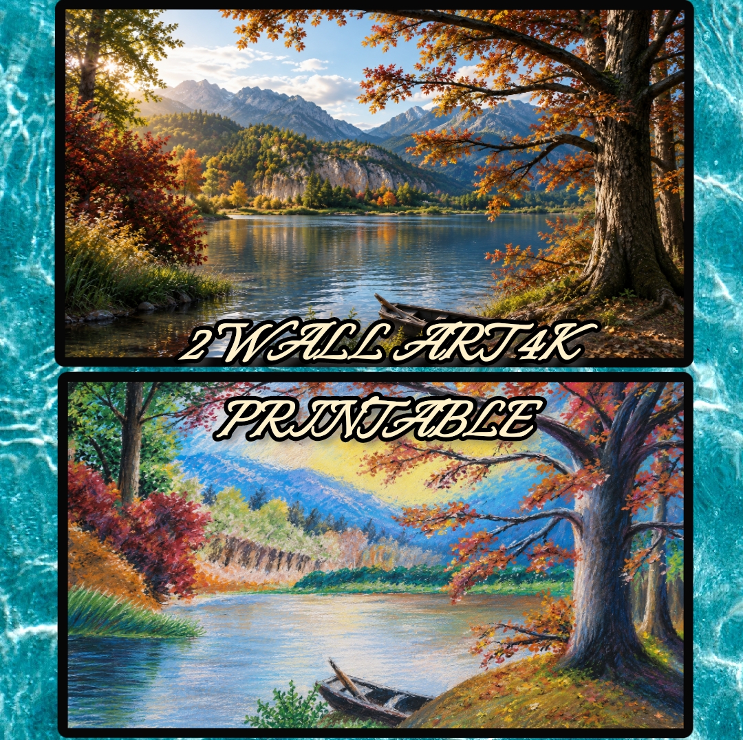 Autumn Lake Wall Art – 2 Printable 4K Artworks