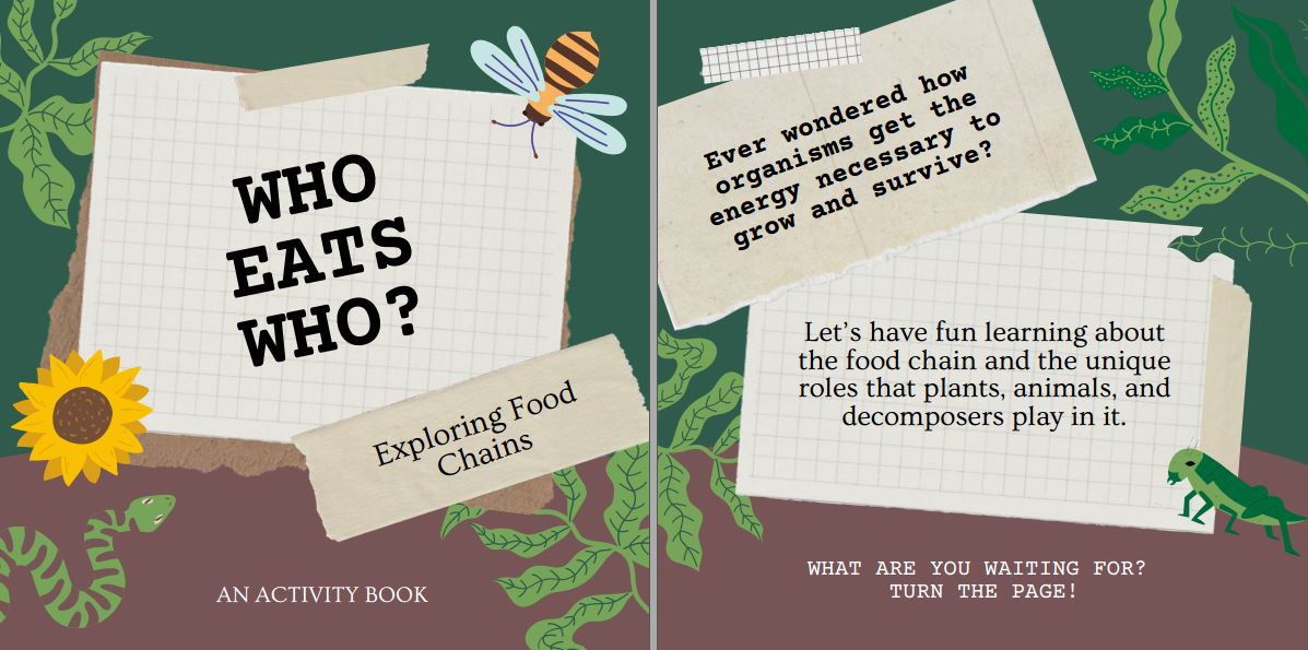 Exploring Food Chains Activity Story Book in Dark Green Brown
