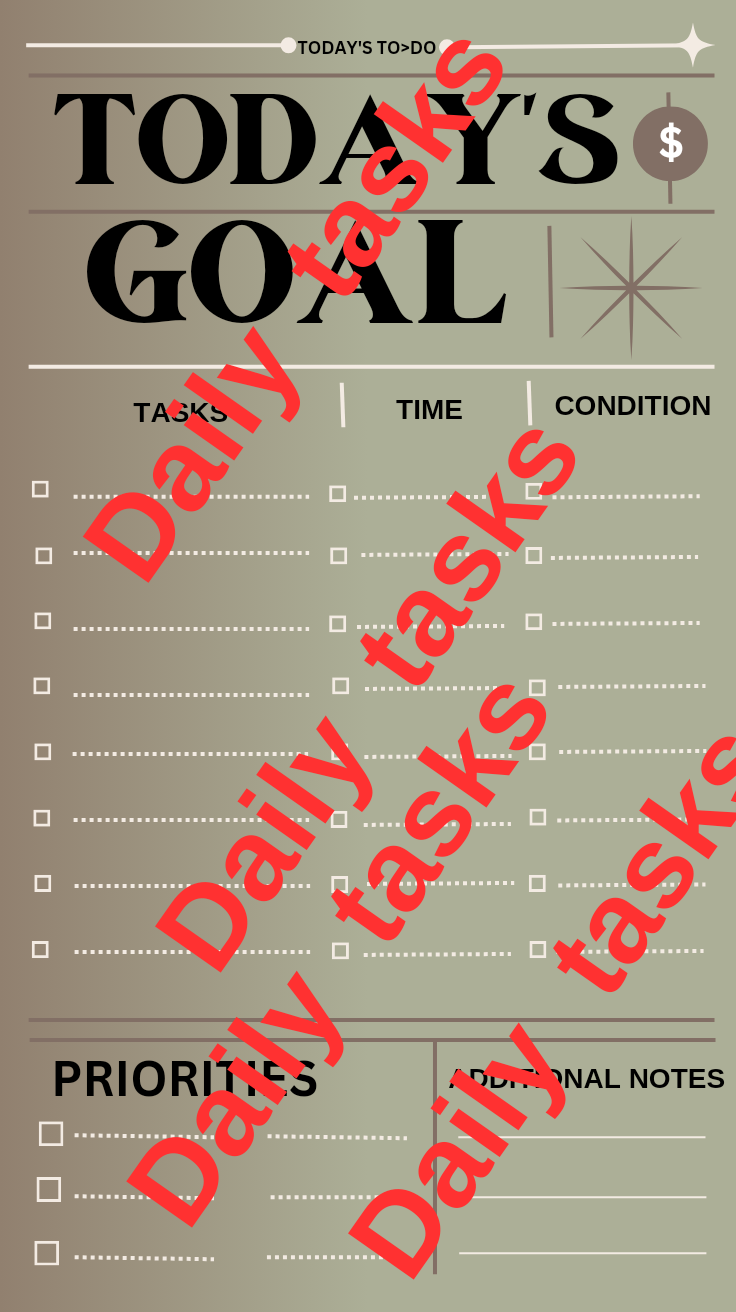مخطط المهام اليومية - قائمة مهام قابلة للطباعة - قالب الإنتاجية