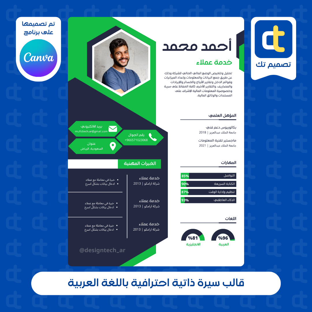 نموذج قالب سيرة ذاتية احترافية باللغة العربية