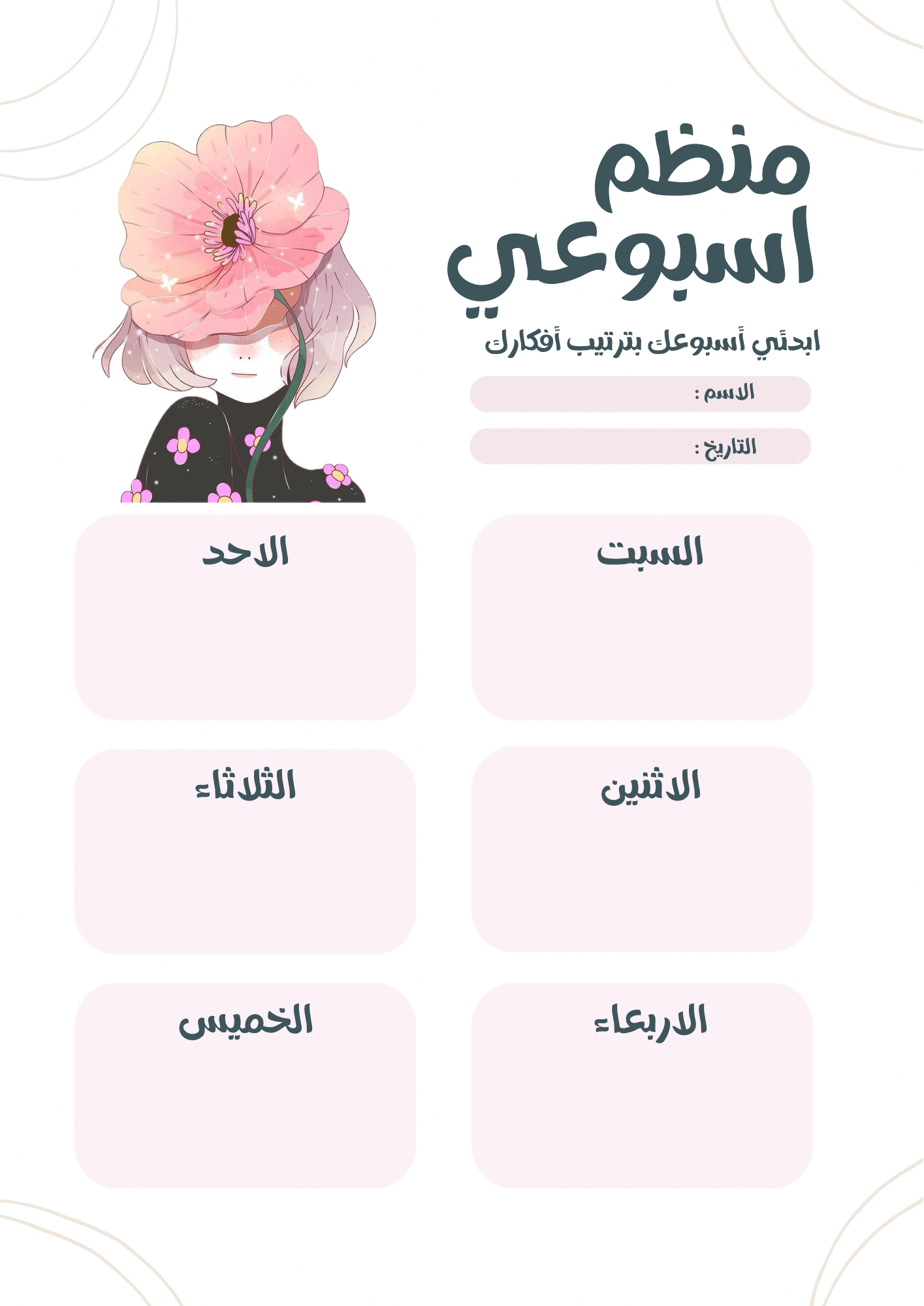 منظم اسبوعي أنيق