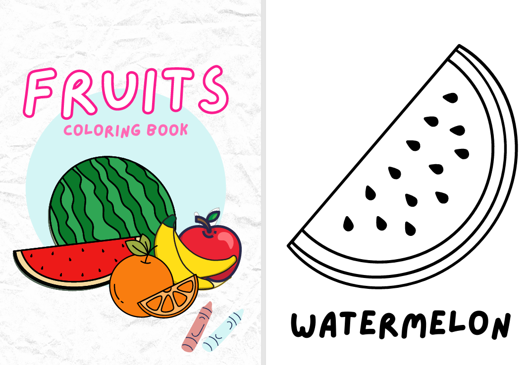 دفتر الوان فواكه للأطفال