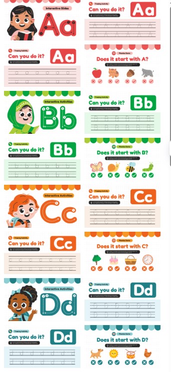 كتاب لتعليم الاطفال الحروف باللغة الإنجليزية